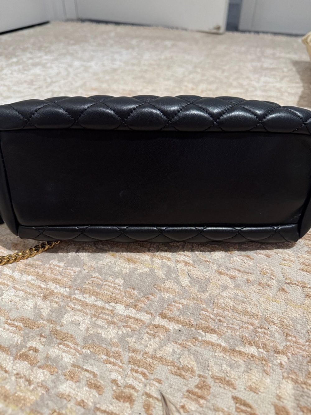 Versace Black Quilted Leather Shoulder Bag with Gold Medallion and Chain - Picture 7 of 7